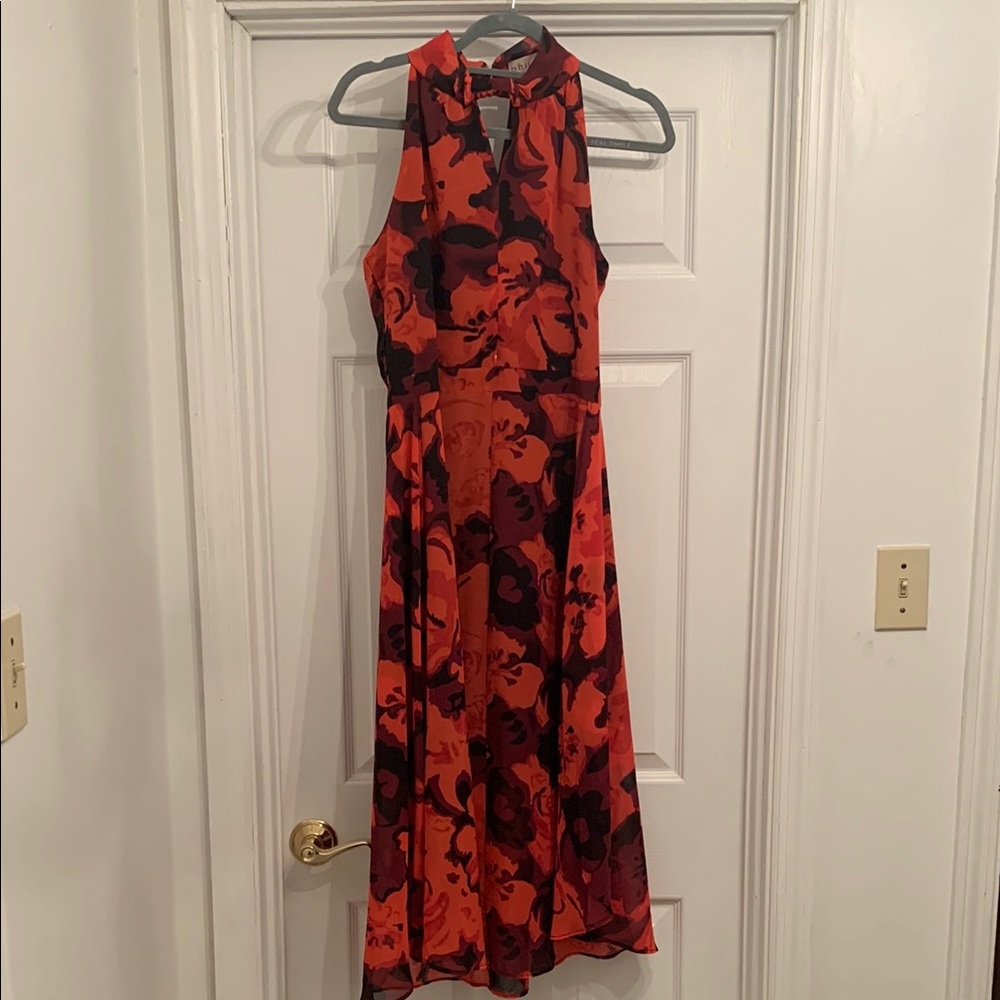 Floral Red and Black Dress